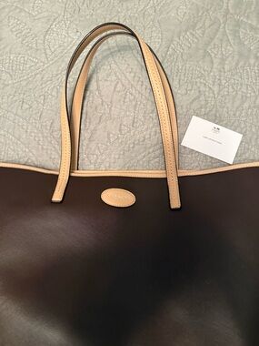 Like New Coach Dark Brown Tote with Tan Trim